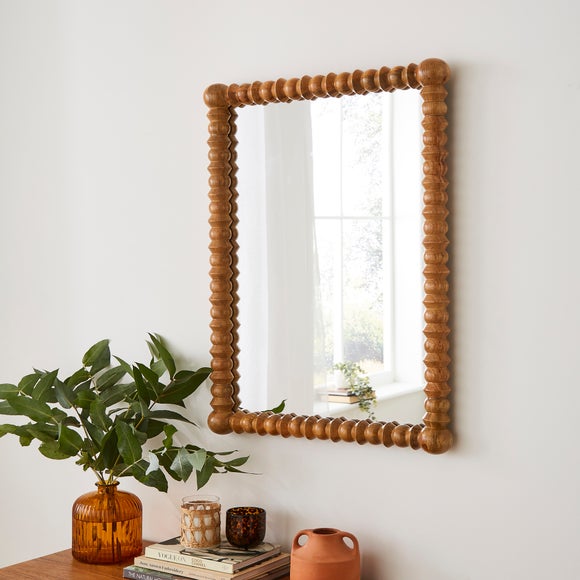Turned Mango Wood Rectangle Wall Mirror