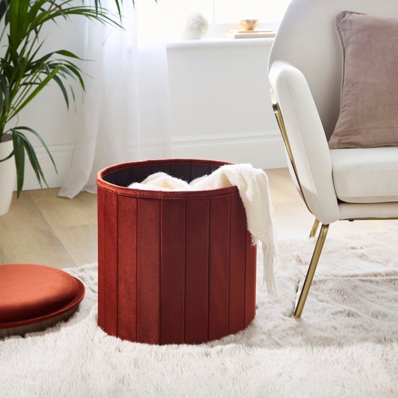 Round Ottoman With Tray Velvet