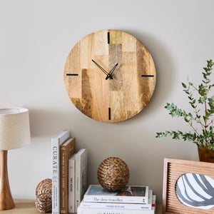 Light Mango Wood Round Wall Clock