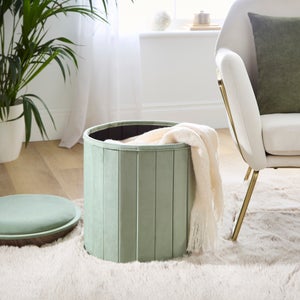 Round Ottoman With Tray- Velvet