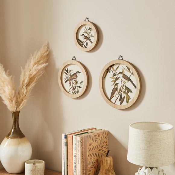 Click to view product details and reviews for Set Of 3 Birds In The Trees Circular Framed Prints.