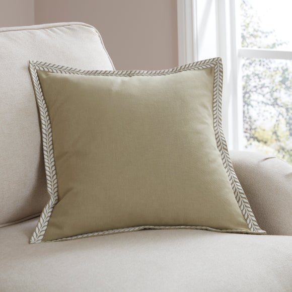 Click to view product details and reviews for Leaf Embriodered Edge Square Cushion Cover.