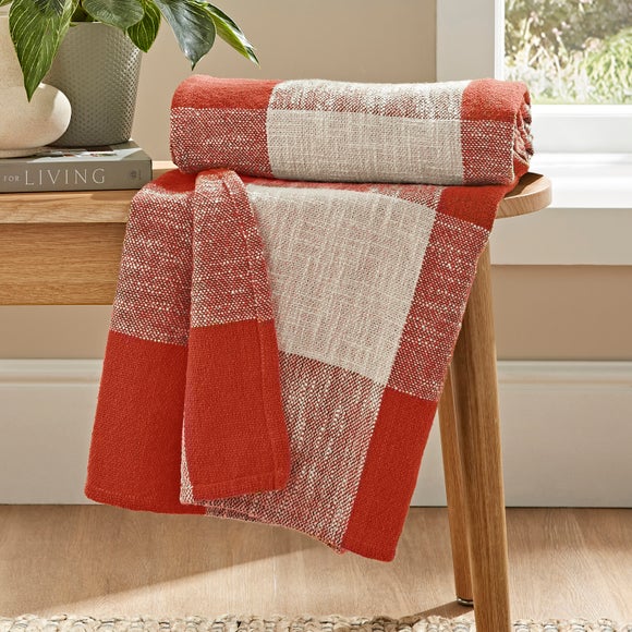 Woven Check Cotton Throw Blanket 130cm X 180cm
