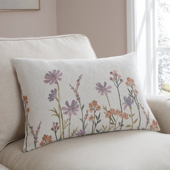 Chenille Floral Rectangle Cushion Cover