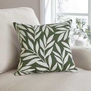 Crewelwork Leaf Square Cushion Cover