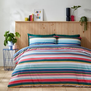 Elements Riley Stripe 100 Cotton Duvet Cover & Pillowcase Set