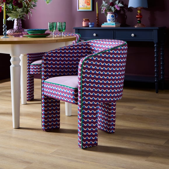 Sophie Robinson Dining Chair Amaranth Wiggle Dot Fabric