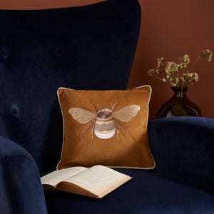 Embroidered Bee Square Cushion