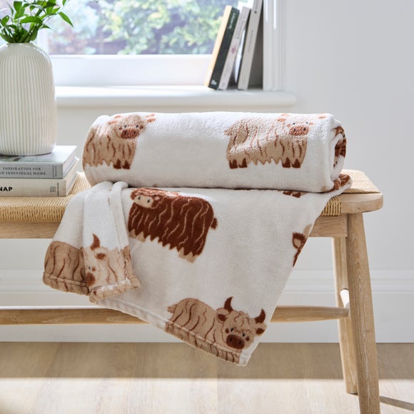 Highland Cow Fleece Throw Blanket 130cm X 170cm