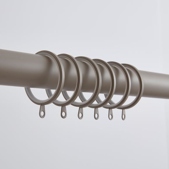 Pack of 6 Flat Lined Curtain Rings