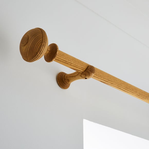 Oval Ribbed Wood Curtain Pole