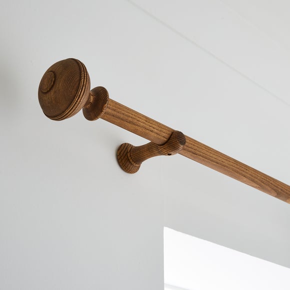 Oval Ribbed Wood Curtain Pole