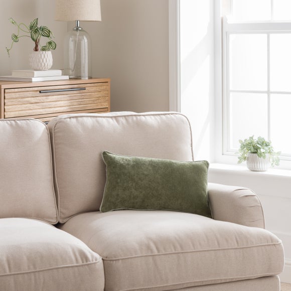 Velour Contrast Piped Rectangular Cushion