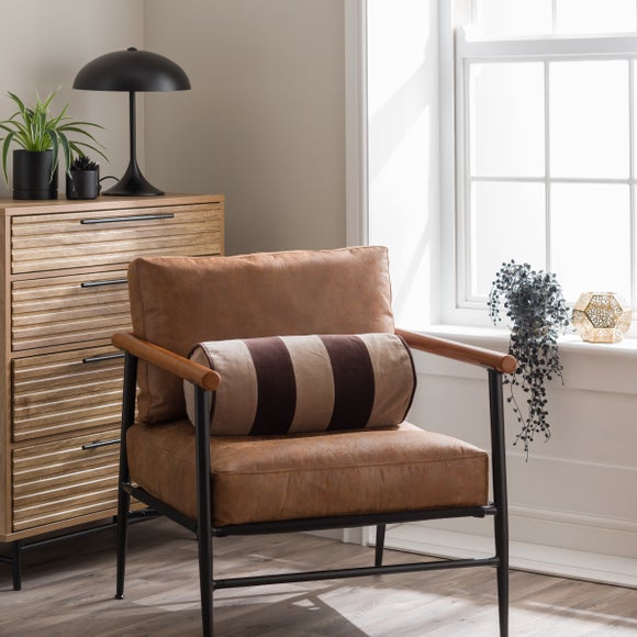 Click to view product details and reviews for Clara Striped Cotton Velvet Bolster Cushion.