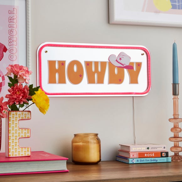 Howdy Mirrored Neon Sign