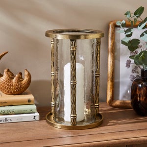 Architectural Gold Hurricane Candle Holder