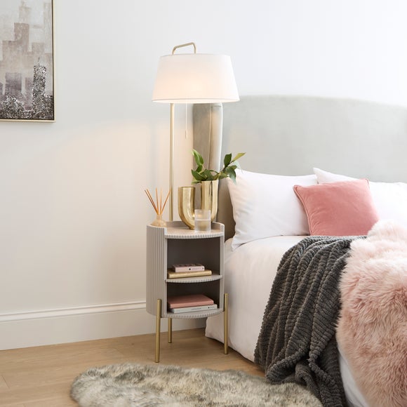 Click to view product details and reviews for Adeline Ribbed Adjustable Bedside Floor Lamp.
