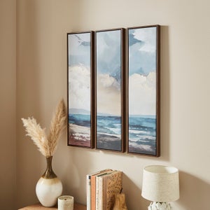 Set Of 3 Ocean View Framed Canvases
