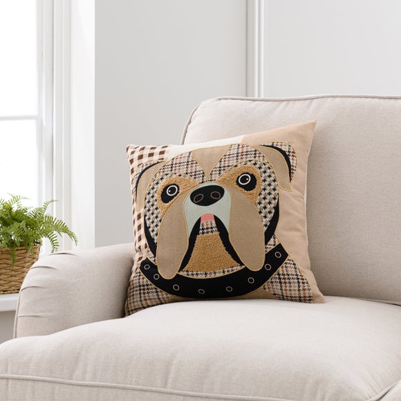 Click to view product details and reviews for Patchwork French Bull Dog Square Cushion.