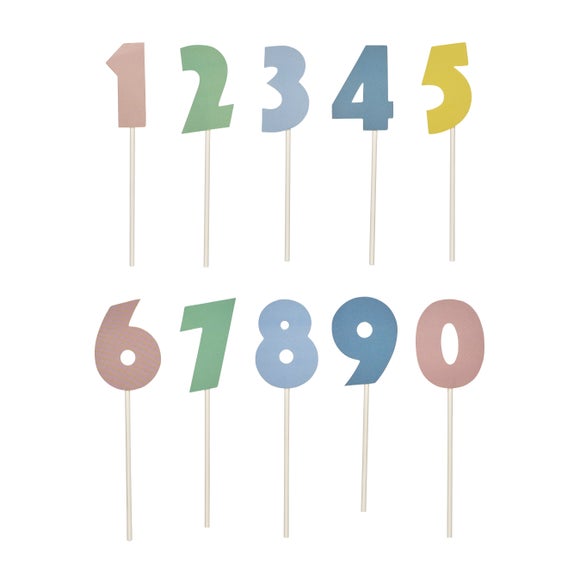 Set Of 10 Number Cake Toppers