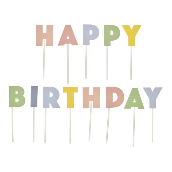 Happy Birthday Individual Letter Cake Toppers