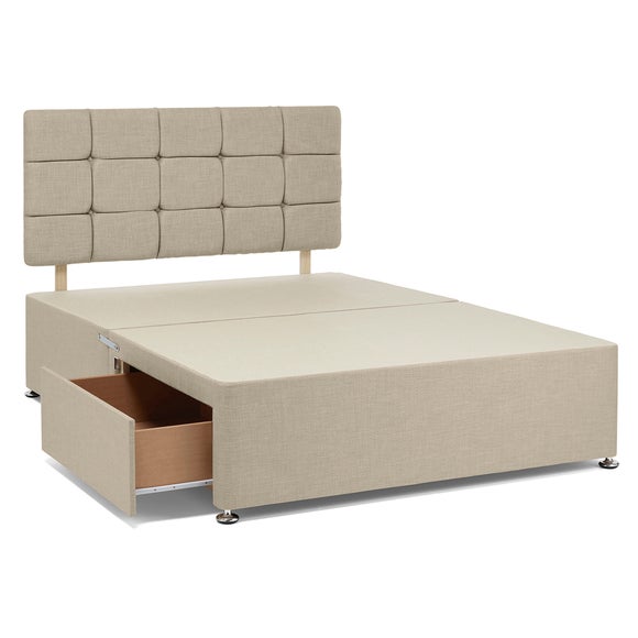 Return Universal Linen Divan Base Double Cream With 2 Drawers