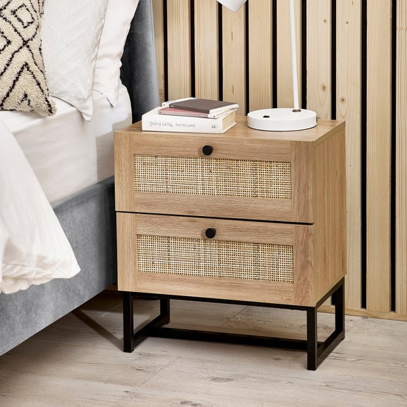 Return Hollis 2 Drawer Bedside Table Oak