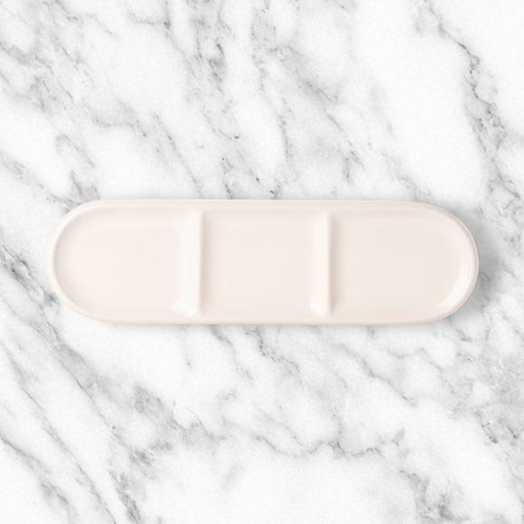 Click to view product details and reviews for 3 Part Divided White Stoneware Serving Platter.