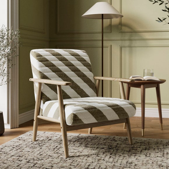 Click to view product details and reviews for Quinn Diagonal Stripe Paddle Occasional Armchair.