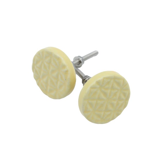 Set of 2 Round Ceramic Cupboard Door Knobs