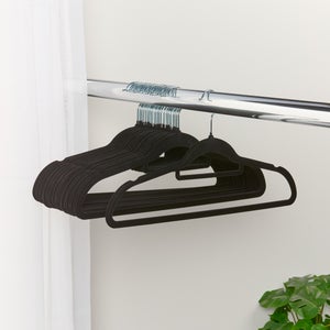 Set Of 25 Black Flocked Hangers