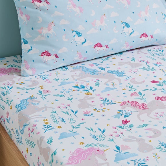 Click to view product details and reviews for Pack Of 2 Unicorn Meadow Polycotton Fitted Sheets.