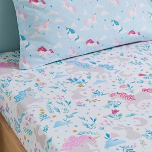 Pack Of 2 Unicorn Meadow Polycotton Fitted Sheets