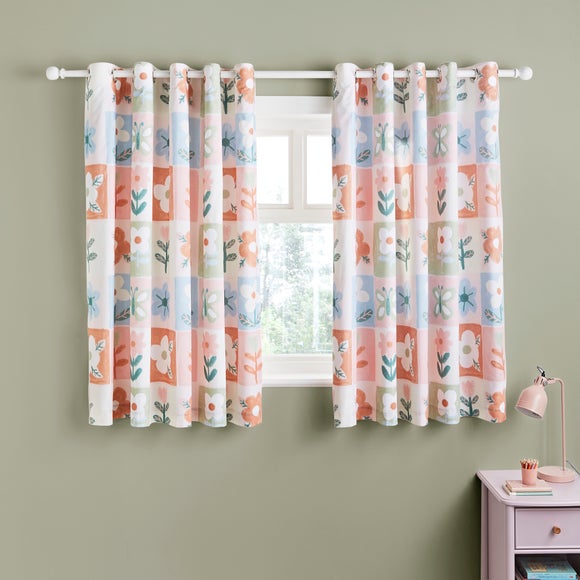 Patchwork Floral Blackout Eyelet Curtains