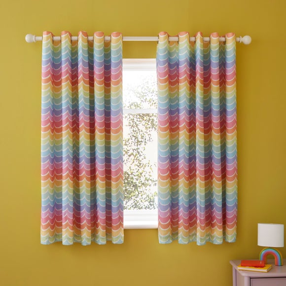 Click to view product details and reviews for Rainbow Scallop Blackout Eyelet Curtains. Click to view product details and reviews for Rainbow Scallop Blackout Eyelet Curtains.