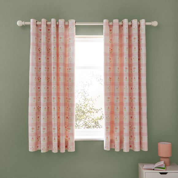 Click to view product details and reviews for Floral Gingham Blackout Eyelet Curtains.