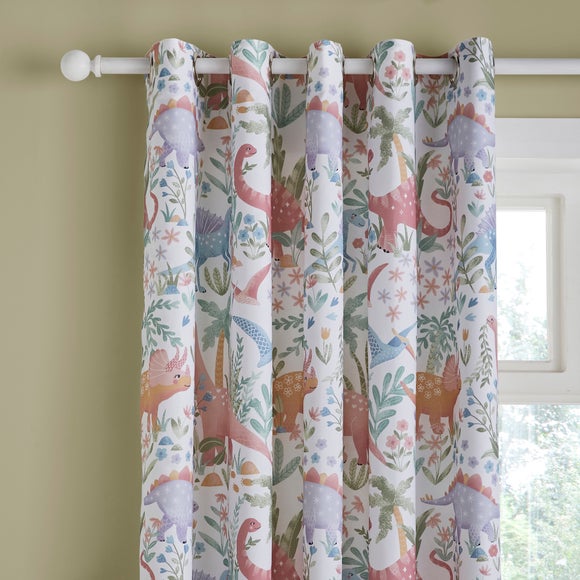 Pastel Dino Blackout Eyelet Curtains