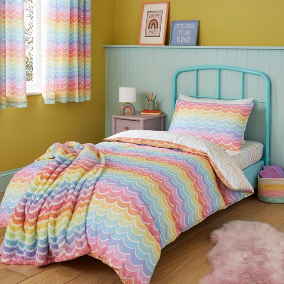 Rainbow Scallop Polycotton Duvet Cover Pillowcase Set