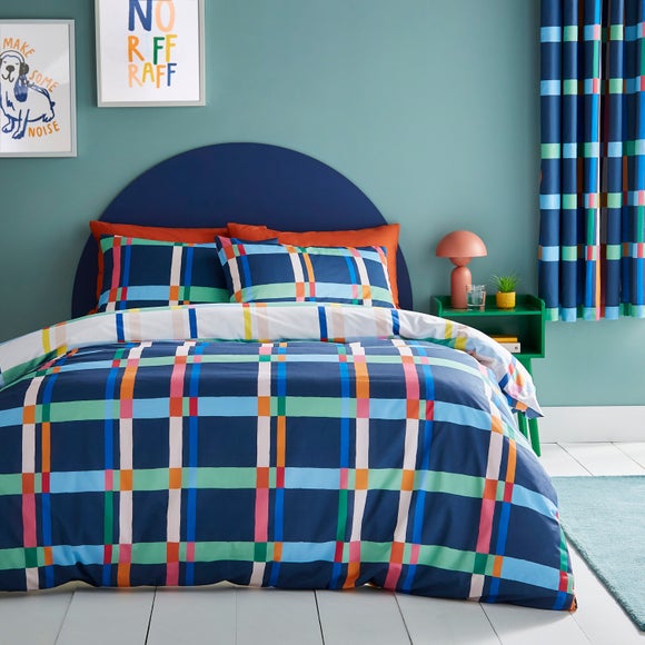 Bright Check Polycotton Duvet Cover & Pillowcase Set