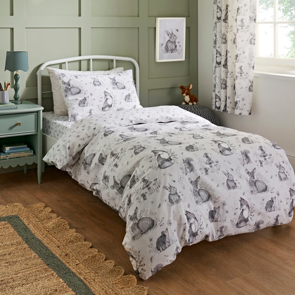 Sketched Woodland 100 Cotton Duvet Cover Pillowcase Set