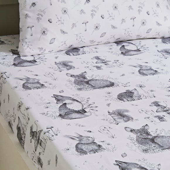Click to view product details and reviews for Pack Of 2 Sketched Woodland 100 Cotton Fitted Sheets.