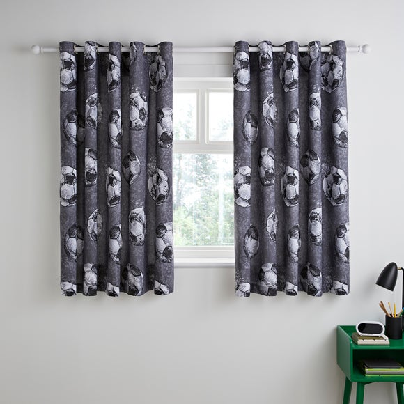 Click to view product details and reviews for Sketched Football Blackout Eyelet Curtains.