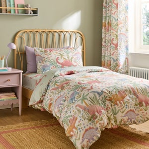 Pastel Dino Polycotton Duvet Cover & Pillowcase Set
