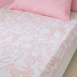 Pack Of 2 Pink Bows Polycotton Fitted Sheets