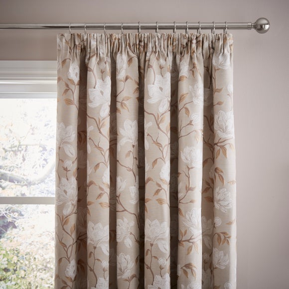 Magnolia Floral Jacquard Pencil Pleat Curtains