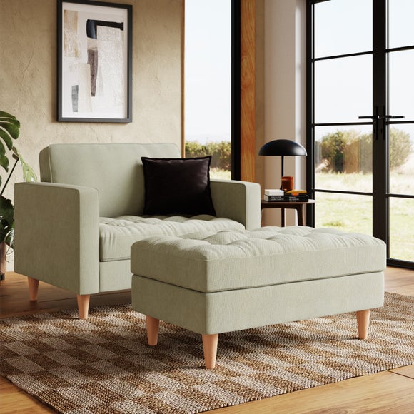 Zoe Casual Sit Soft Tonal Chenille Footstool