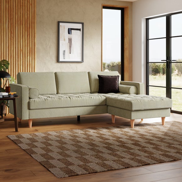 Zoe Casual Sit Soft Tonal Chenille Corner Chaise Sofa