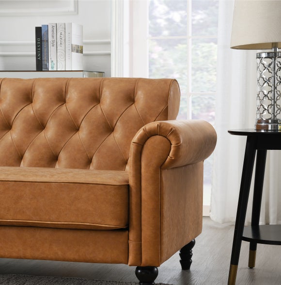 Greta Faux Leather 3 Seater Sofa