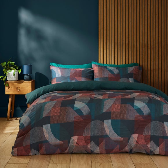 Elison Geometric Sateen Duvet Cover Pillowcase Set