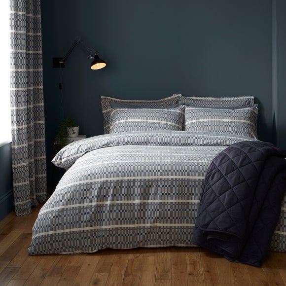 Ash Geometric 100% Cotton Duvet Cover & Pillowcase Set